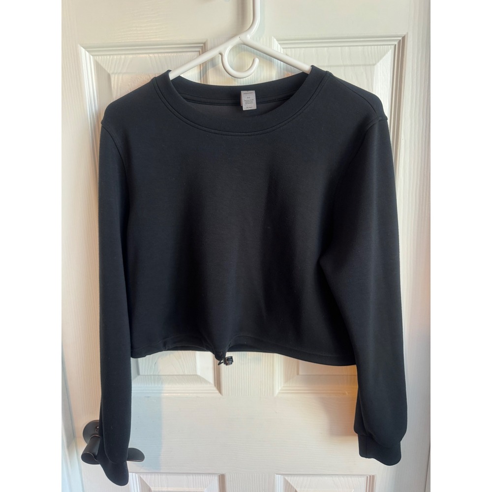 90 Degree by Reflex Crop Sweatshirt Women's Small Black Softlite Scuba‎ Pullover
